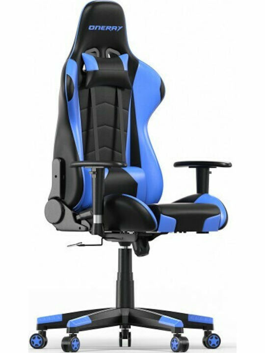 Oneray D0917 Καρέκλα Gaming Δερματίνης με Ρυθμιζόμενα Μπράτσα Μπλε