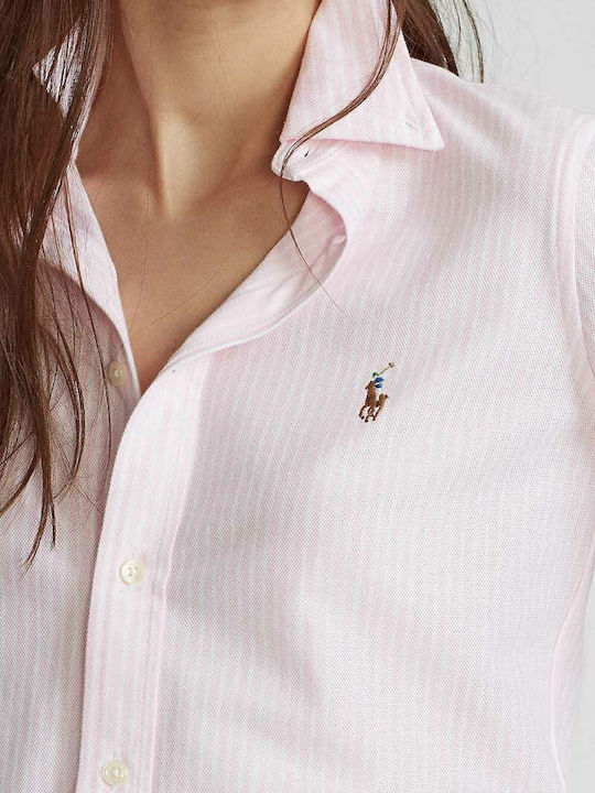 Langärmelig Damen Hemd Rosa Gestreift