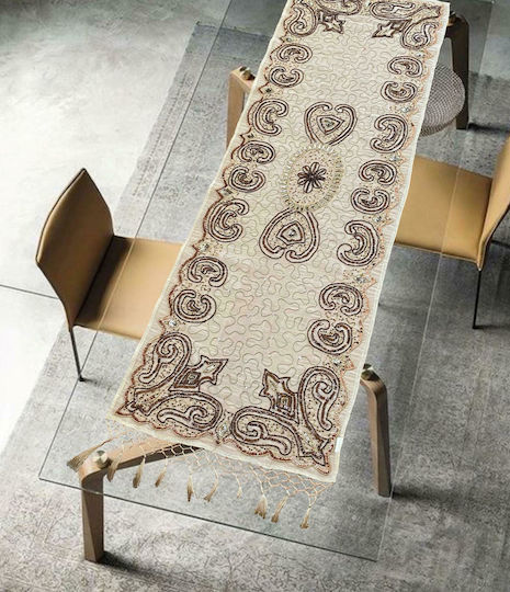 Linea Home Tischdecken Set 4Stücke Idria mit Stickerei Beiges 100x100cm