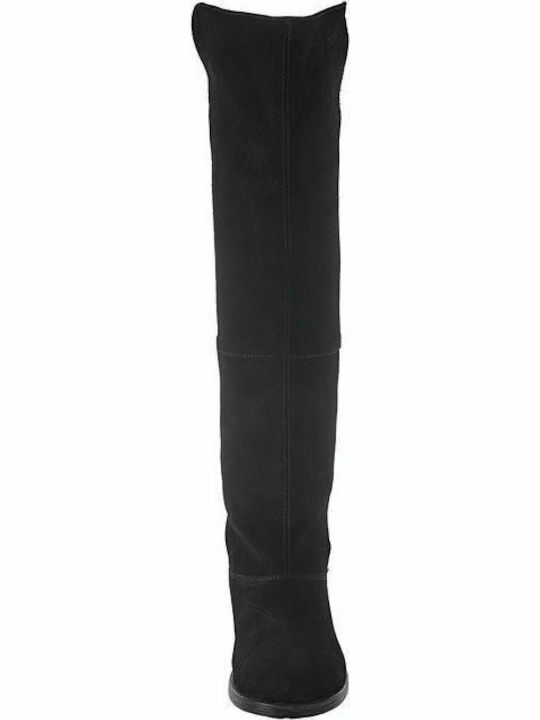 Suede Over the Knee Women's Boots Black