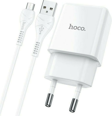 Hoco Ladegerät mit USB-A Anschluss und Kabel Micro-USB Weißs (N9 Especial)