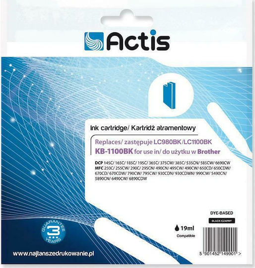 Actis Συμβατό Μελάνι Εκτυπωτή InkJet Brother LC1100BK 28ml Μαύρο 1τμχ
