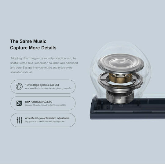 Haylou MoriPods T33 Earbud Bluetooth Handsfree Ακουστικά με Θήκη Φόρτισης Λευκά