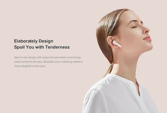 Haylou MoriPods T33 Earbud Bluetooth Handsfree Ακουστικά με Θήκη Φόρτισης Λευκά