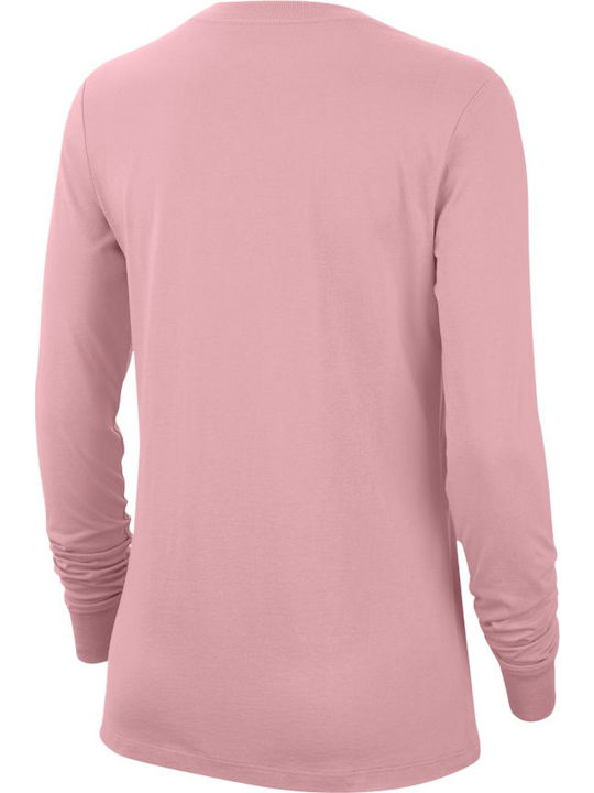 Nike Essential Μακρυμάνικη Γυναικεία Αθλητική Μπλούζα σε Ροζ χρώμα