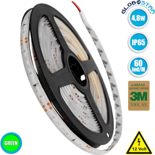 GloboStar Waterproof LED Strip 12V Green Light 5m Type SMD3528