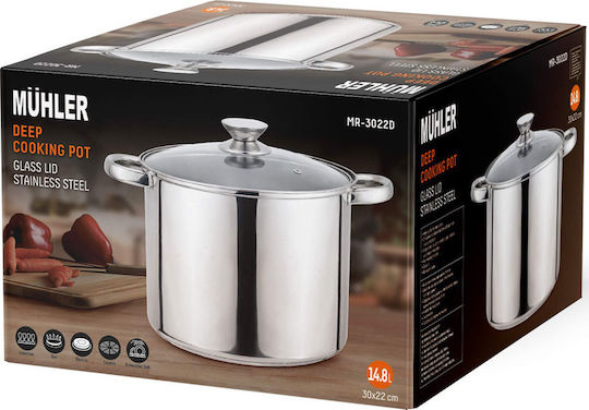 Muhler Βαθιά Ανοξείδωτη Κατσαρόλα 14.8lt / 30cm Muhler Βαθιά Ανοξείδωτη Κατσαρόλα 14.8lt / 30cm