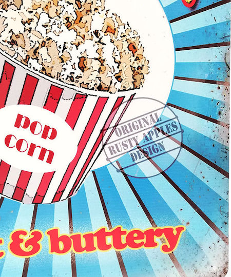 SP Souliotis Διακοσμητική Πινακίδα Popcorn Χειροποίητη από Μέταλλο 33x33cm