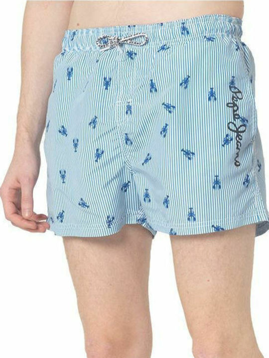 Stripes Ανδρικό Μαγιό Σορτς Γαλάζιο με Σχέδια