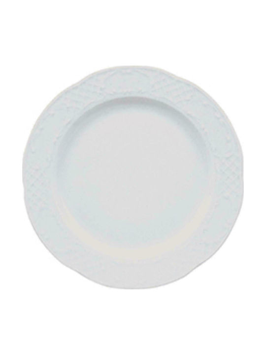 Gural Porselen Flora Plate Shallow Porcelain White with Diameter 30cm 1pcs