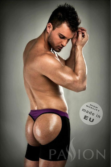 Passion 009 Open Back Briefs Purple / Black