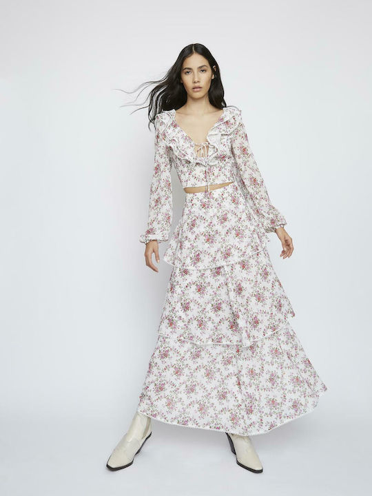 Σετ με Ψηλόμεση Maxi Φούστα Floral Πολύχρωμο