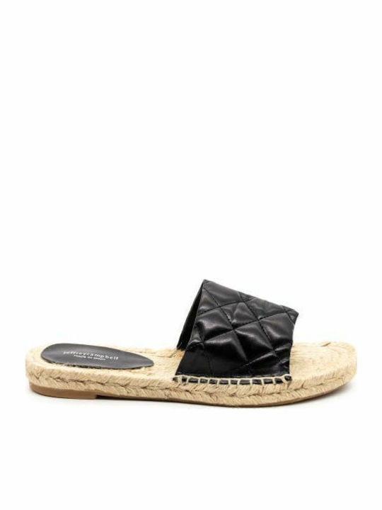 Salvora Pat Leather Women's Flat Sandals in Black Color