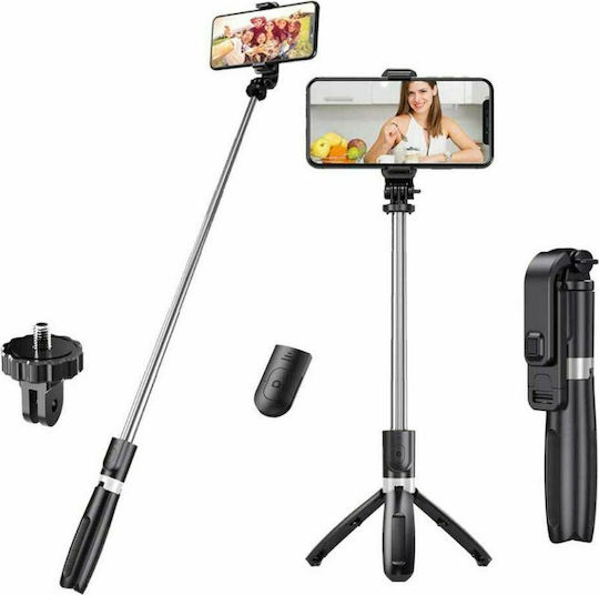 Techsuit L02S Selfie Stick Cell Phone Tripod Bluetooth with Light Black