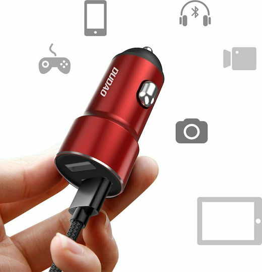 Dudao R6 Auto-Ladegerät 17W 2.4A mit Anschlüssen: 2xUSB Rot Farbe