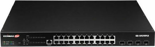 Edimax GS-5424PLX Неуправляем L2 PoE+ Превключвател с 24 Порта Gigabit (1Gbps) Ethernet и 4 SFP Порта