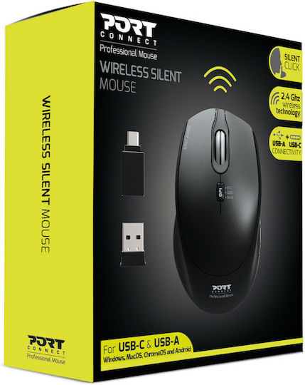 Port Designs Wireless Silent Mouse Ασύρματο Ποντίκι Μαύρο