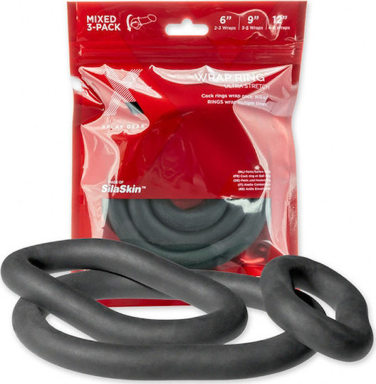 Perfect Fit Brand Ultra Wrap Ring Set Σετ Δαχτυλίδια Μαύρα 2τμχ