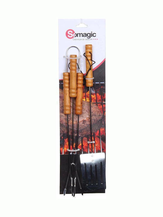 Somagic Σετ 3 Εργαλείων BBQ με Σπάτουλα, Τσιμπίδα και Πιρούνα