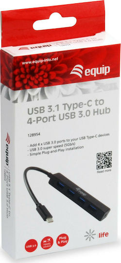 Equip USB Hub 4 Ports USB 3.0 with USB-C Connection