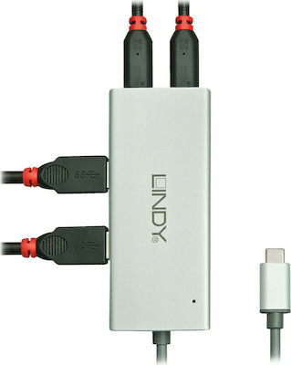 Lindy USB 3.1 4 Port Hub with USB-C Connection Silver