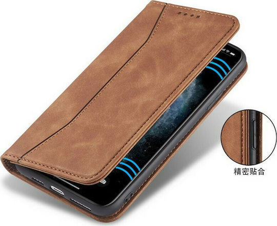 Bodycell PU Leather Wallet Δερματίνης Καφέ (iPhone 12 / 12 Pro)