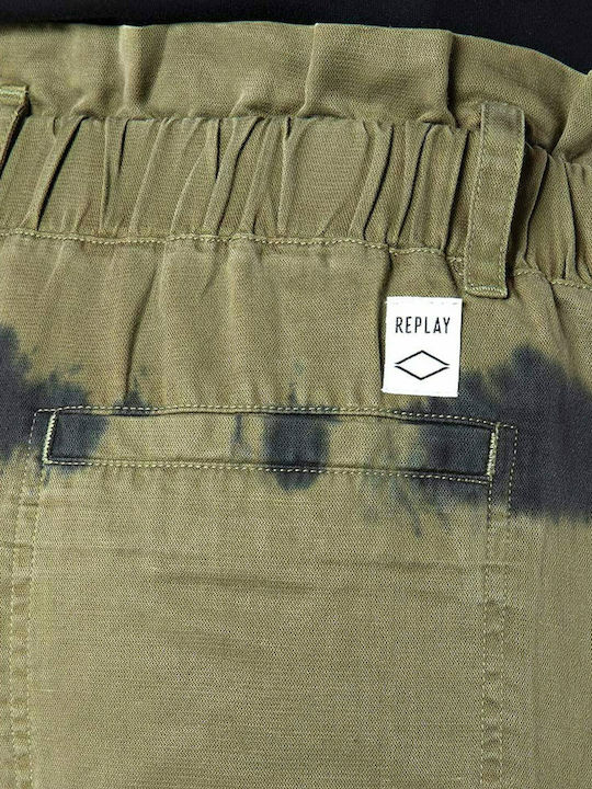 Damen Hoch tailliert Stoff Hose Khaki