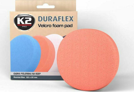 K2 Duraflex Гъба за полиране Велкро среден оранжев 150x25мм