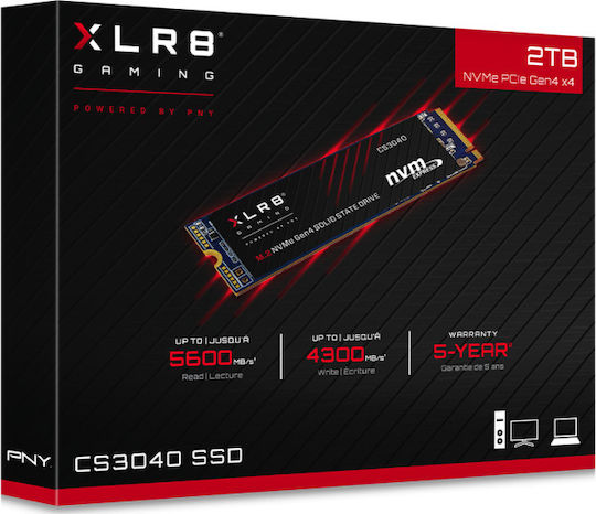 PNY XLR8 CS3040 SSD 2TB τύπου M.2 με σύνδεση PCI Express 4.0 (PS5 Compatible) M280CS3040-2TB-RB