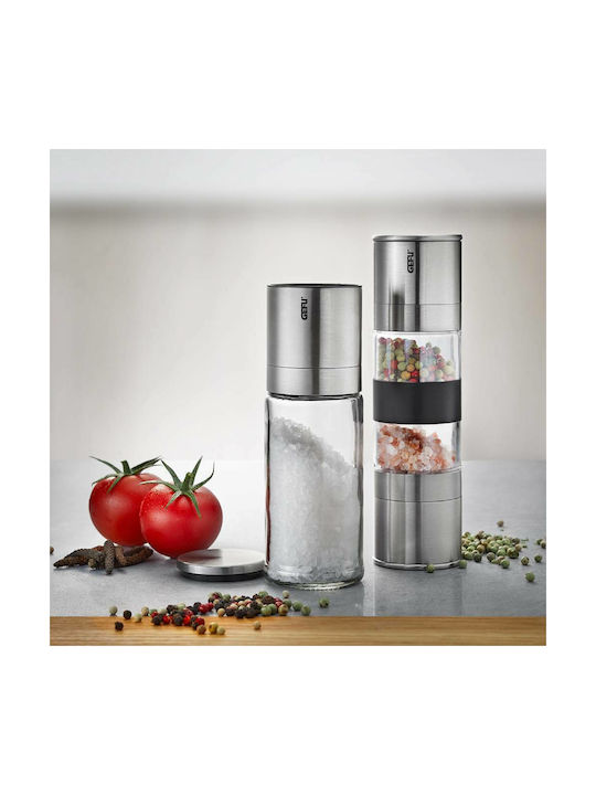 Gefu Lamola Manual 2 in 1 Metallic Spice Mill 18.8cm Silver