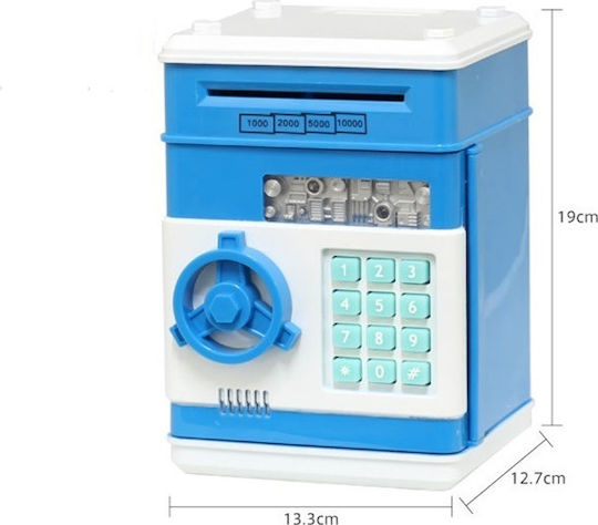 Electronic with Security Code Children's Money Box Plastic Blue 13.5x12.5x19cm