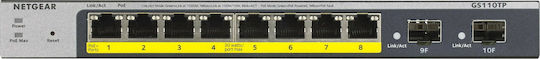 NetGear GS110TP v3 Managed L2 PoE Switch with 8 Gigabit (1Gbps) Ethernet Ports and 10 SFP Ports