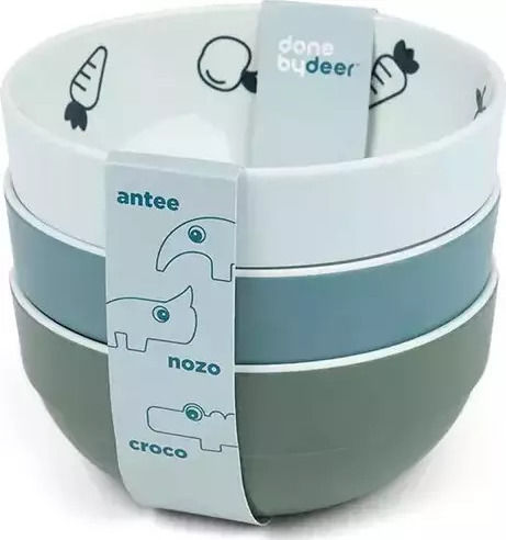 Done by Deer Baby Food Bowl Bowl Friends made of Melamine Blue 3pcs