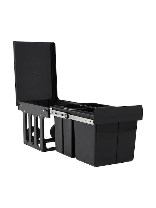 vidaXL Soft Close Waste Bin Recycling Plastic for Cabinet Black 48lt 1pcs