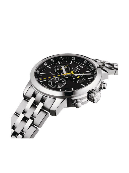 Tissot Men's Watch 42mm Chronograph Battery with Silver Metal Bracelet