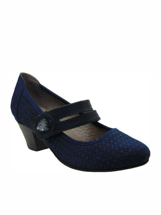 Jana Anatomic Leather Navy Blue Heels