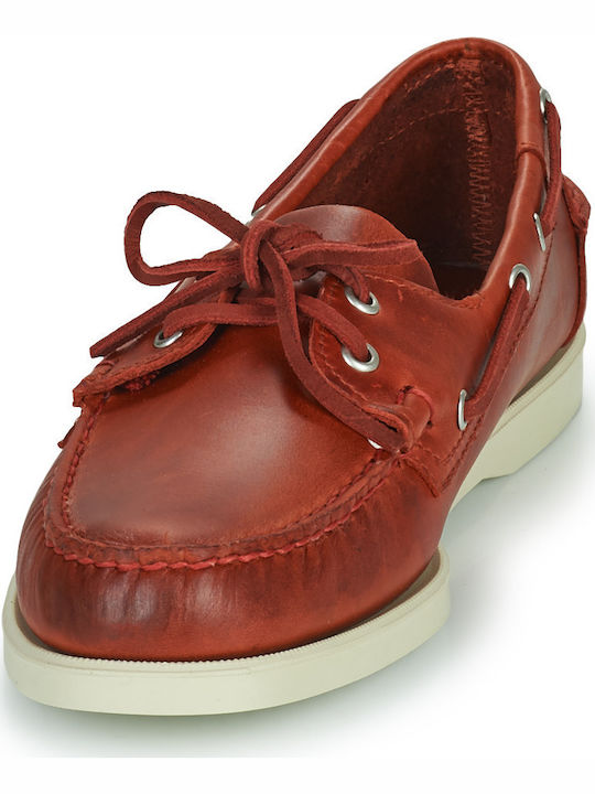 Men's Leather Boat Shoes Red