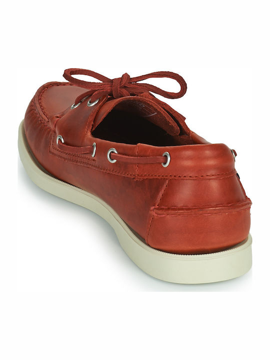 Men's Leather Boat Shoes Red