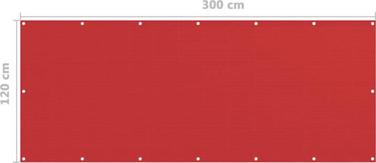 vidaXL Rechteckig Schattentrennwand Rot auf Rolle Mit Hoop 1.2x3m 160gr/m²