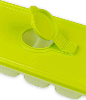 Hega Hogar Οslo Plastic Ice Cube Tray 12 Slots with Lid Green