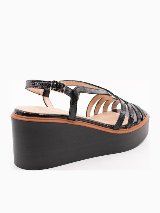Women's Leather Platform Shoes Black