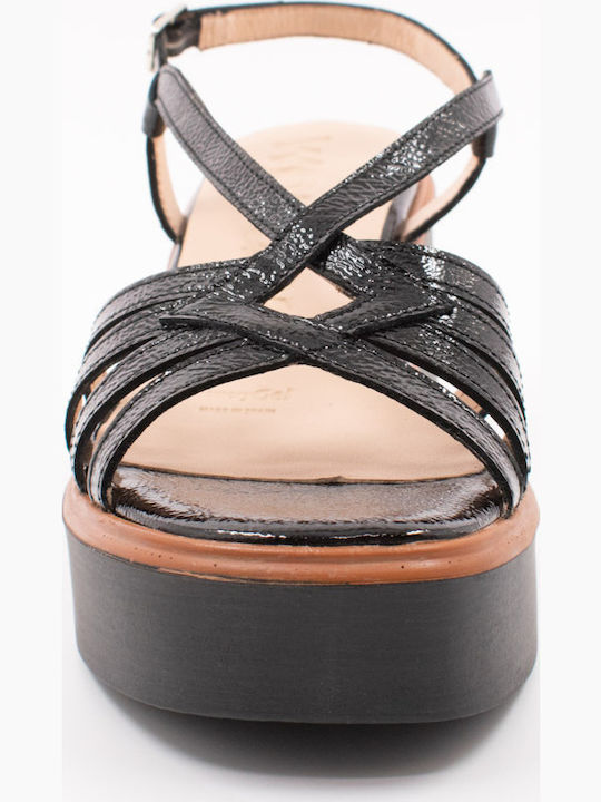 Women's Leather Platform Shoes Black