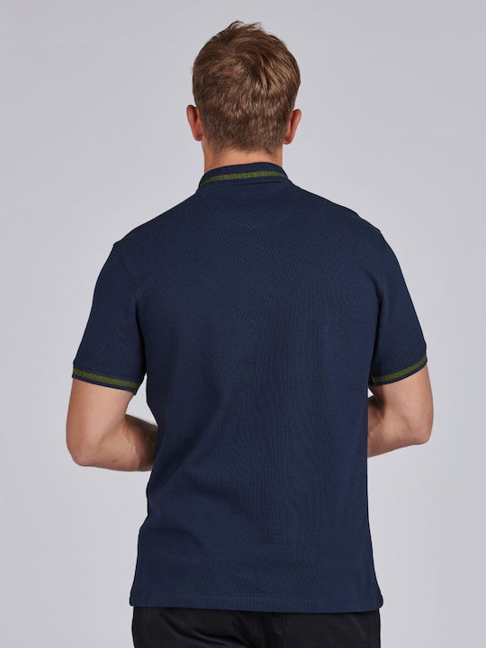 Barbour International Grid Tipped Polo Blouse Navy Blue