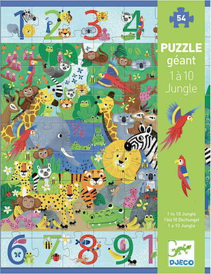 Kids Puzzle Ζούγκλα & Αριθμοί for 4++ Years 54pcs Djeco