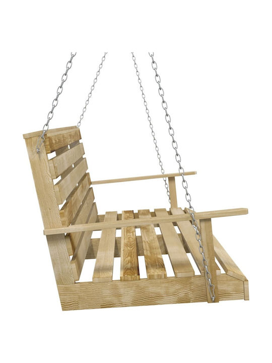 Hängende Garten & Veranda Schaukel 2 Sitze Hölzernes Natural L155xB65xH60cm