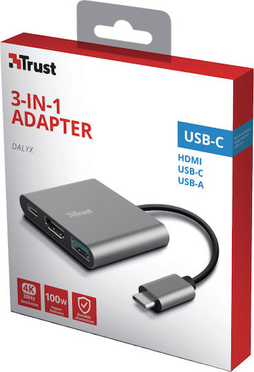 Trust Dalyx USB-C Docking Station with HDMI 4K PD Silver
