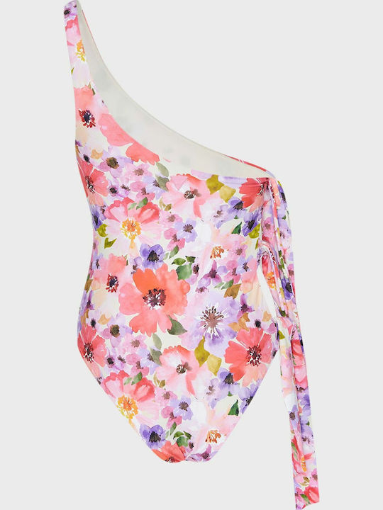 Ολόσωμο Μαγιό με Έναν Ώμο Floral Pink