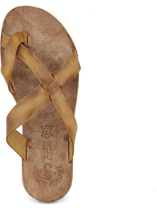 Fantasy Sandals Kimolos S8022 Leather Women's Flat Sandals Anatomic Taupe Brush