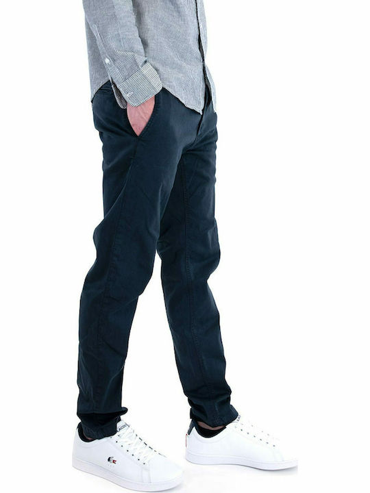 Benni Pantaloni Chino Elastic cu Croială Normală Albastru marin