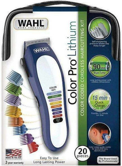 Wahl Professional Color Pro Lithium Επαγγελματική Επαναφορτιζόμενη Κουρευτική Μηχανή Μπλε 79600-3716